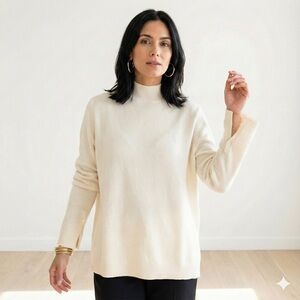 HOPE Stockholm cream Rio merino wool cashmere turtleneck sweater - Large / XL